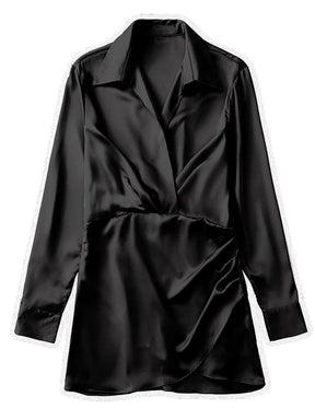 Vestido Curto de Cetim - Amelia - Preto - Loja de Roupa Feminina - Eleganza Style