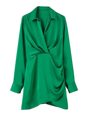 Vestido Curto de Cetim - Amelia - Verde - Loja de Roupa Feminina - Eleganza Style
