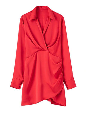 Vestido Curto de Cetim - Amelia - Vermelho - Loja de Roupa Feminina - Eleganza Style