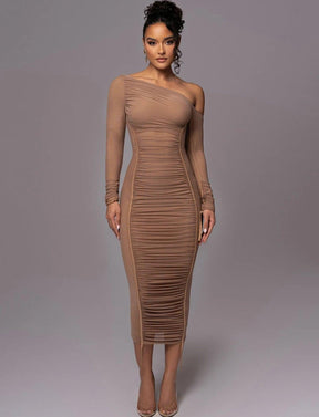 Vestido Elegante - Becca - Marrom - Loja de Roupa Feminina - Eleganza Style