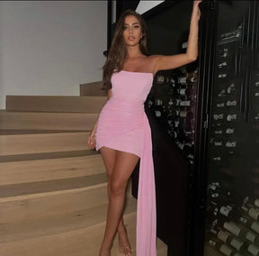 Vestido Elegante Curto Rosa, loja de roupa feminina eleganza style, Vestido Lily - Eleganza Style