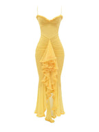 Vestido Elegante Decote Arredondado e Babados - Karla - Loja de Roupa Feminina - Eleganza Style