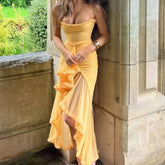 Vestido Elegante Decote Arredondado e Babados - Karla - Loja de Roupa Feminina - Eleganza Style