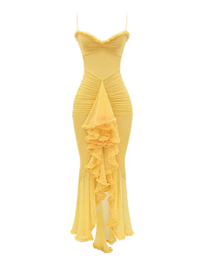 Vestido Elegante Decote Arredondado e Babados - Karla - Loja de Roupa Feminina - Eleganza Style