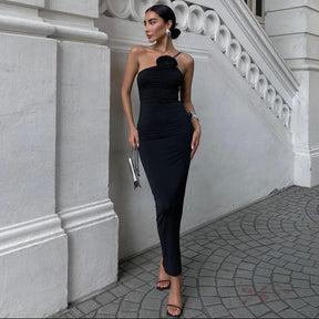 Vestido Elegante Detalhe Flor Preto, loja de roupa feminina eleganza style, Vestido Harper - Eleganza Style