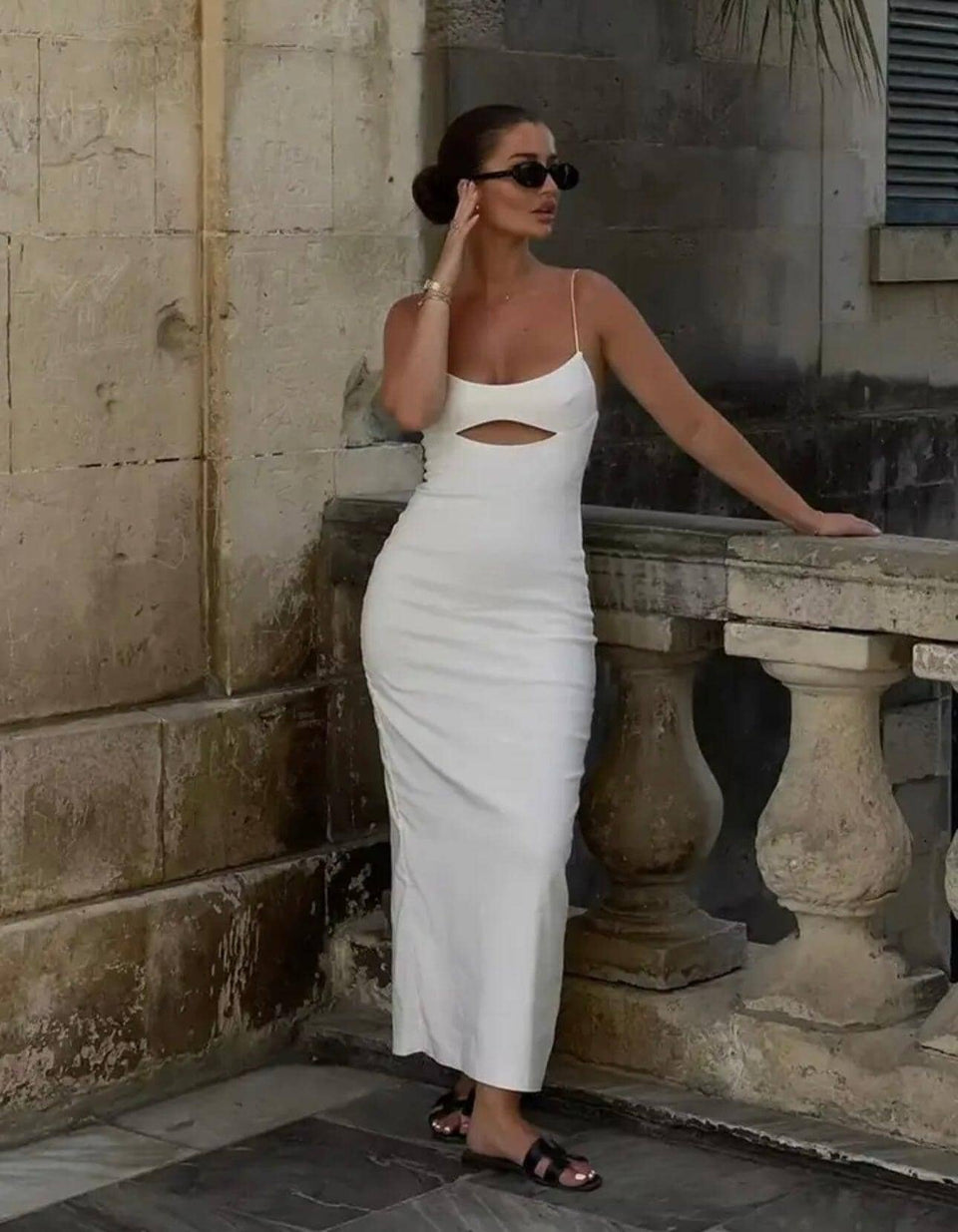 Vestido Sarah Vestido Elegante Longo Cetim Seda Branco, Vestido Sarah - Eleganza Style Eleganza Style Branco P 