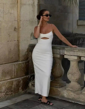 Vestido Elegante Longo Cetim Seda Branco, Loja de Roupa Feminina eleganza style, Vestido Sarah - Eleganza Style