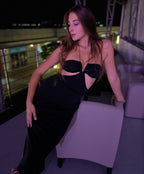 Vestido Elegante Longo Decote V Preto, Loja de Roupa Feminina eleganza style, Vestido Penelope - Eleganza Style