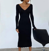 Vestido Anara Vestido Elegante Midi Tricot , Vestido Anara - Eleganza Style Eleganza Style Preto P 