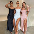 Vestido Longo Cetim com Fenda - Juliane - Loja de Roupa Feminina - Eleganza Style