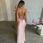 Vestido Longo Cetim com Fenda - Juliane - Loja de Roupa Feminina - Eleganza Style