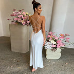 Vestido Longo Cetim com Fenda - Juliane - Loja de Roupa Feminina - Eleganza Style