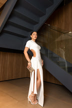 Vestido Longo Com Fenda - Lindsay - Loja de Roupa Feminina - Eleganza Style