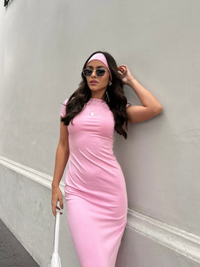 Vestido Longo Suplex Costas Abertas Fenda Traseira - Mavie - Loja de Roupa Feminina - Eleganza Style
