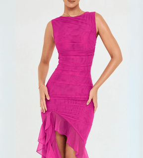 Vestido Midi Com Tule e Fenda - Jessy - Loja de Roupa Feminina - Eleganza Style
