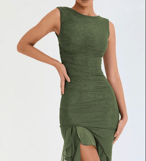 Vestido Midi Com Tule e Fenda - Jessy - Loja de Roupa Feminina - Eleganza Style