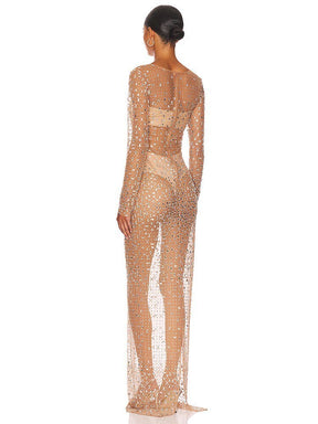 Vestido Segunda Pele Com Strass - Simone - Loja de Roupa Feminina - Eleganza Style