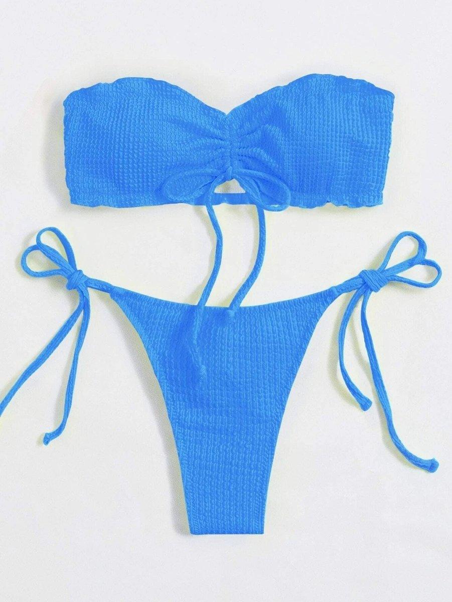 biquini cor solida azul, tecido canelado, loja de roupa feminina eleganza style Biquíni BeachWear - Eleganza Style 
