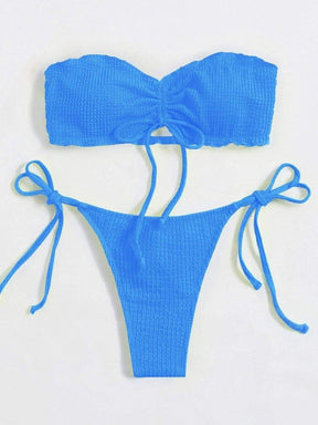 biquini cor solida azul, tecido canelado, loja de roupa feminina eleganza style Biquíni BeachWear - Eleganza Style 