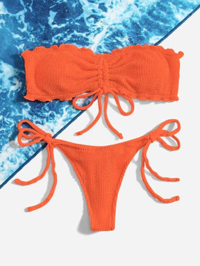 biquini cor solida laranja, tecido canelado, loja de roupa feminina eleganza style Biquíni BeachWear - Eleganza Style 