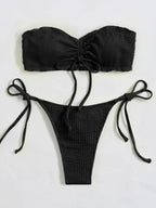 biquini cor solida preto, tecido canelado, loja de roupa feminina eleganza style Biquíni BeachWear - Eleganza Style