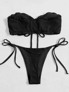 biquini cor solida preto, tecido canelado, loja de roupa feminina eleganza style Biquíni BeachWear - Eleganza Style 