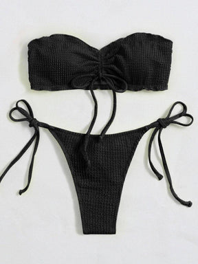 biquini cor solida preto, tecido canelado, loja de roupa feminina eleganza style Biquíni BeachWear - Eleganza Style