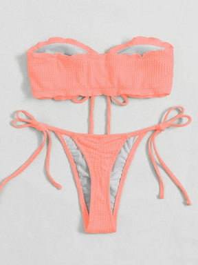 biquini cor solida rosa, tecido canelado, loja de roupa feminina eleganza style Biquíni BeachWear - Eleganza Style 