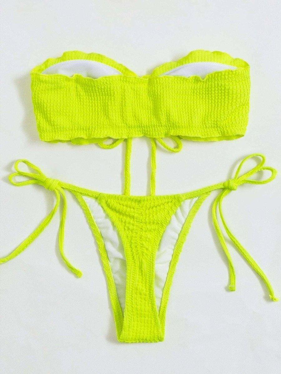 biquini cor solida verde limao fluorescente neon, tecido canelado, loja de roupa feminina eleganza style Biquíni BeachWear - Eleganza Style