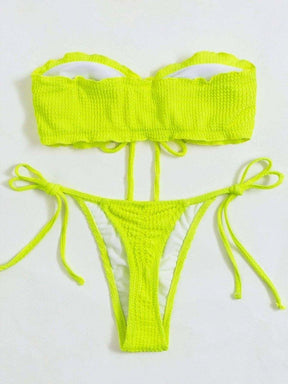 biquini cor solida verde limao fluorescente neon, tecido canelado, loja de roupa feminina eleganza style Biquíni BeachWear - Eleganza Style