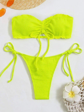 biquini cor solida verde neon fluorescente limão, tecido canelado, loja de roupa feminina eleganza style Biquíni BeachWear - Eleganza Style